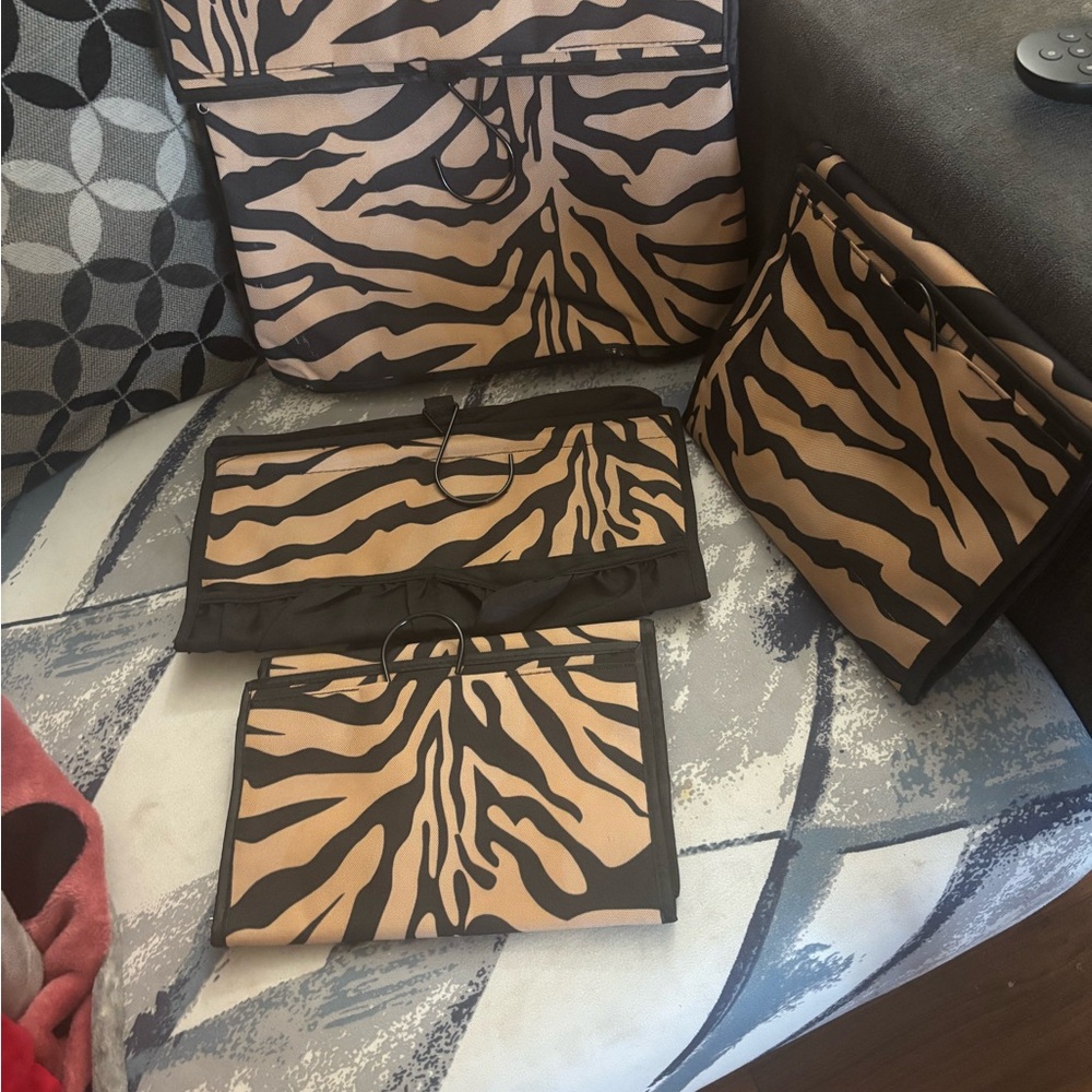 Zebra Print Travel Tote Bag Set